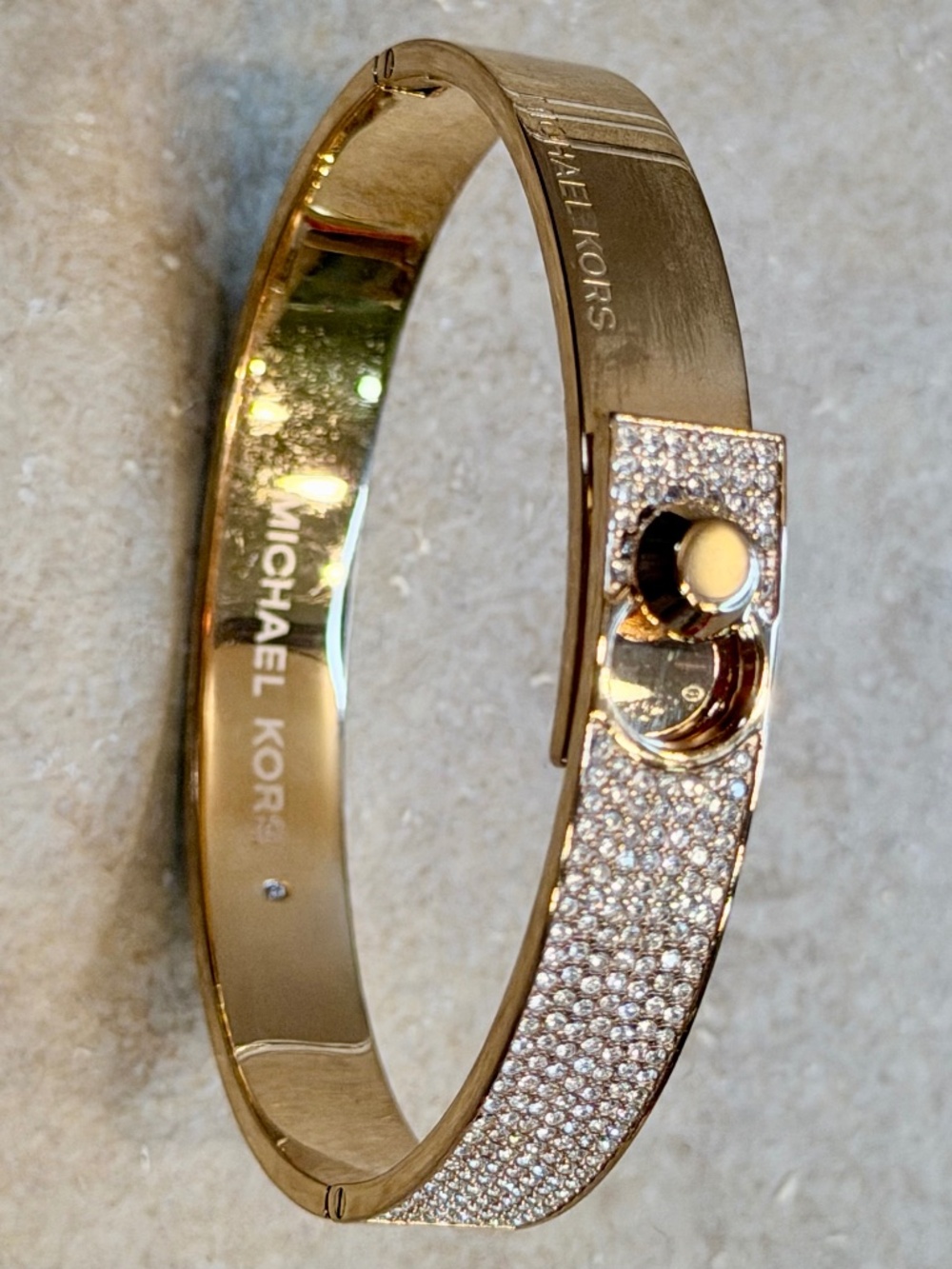 Michael Kors Heritage Pavé Crystal Fold-Over/Hinge Bangle Bracelet